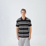 Black Striped Street Look Polo Shirt for Men Image