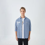 Blue Striped Street Look Shirt for Men Image