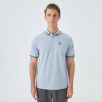 Light Blue Printed Street Look Polo Shirt for Men Image