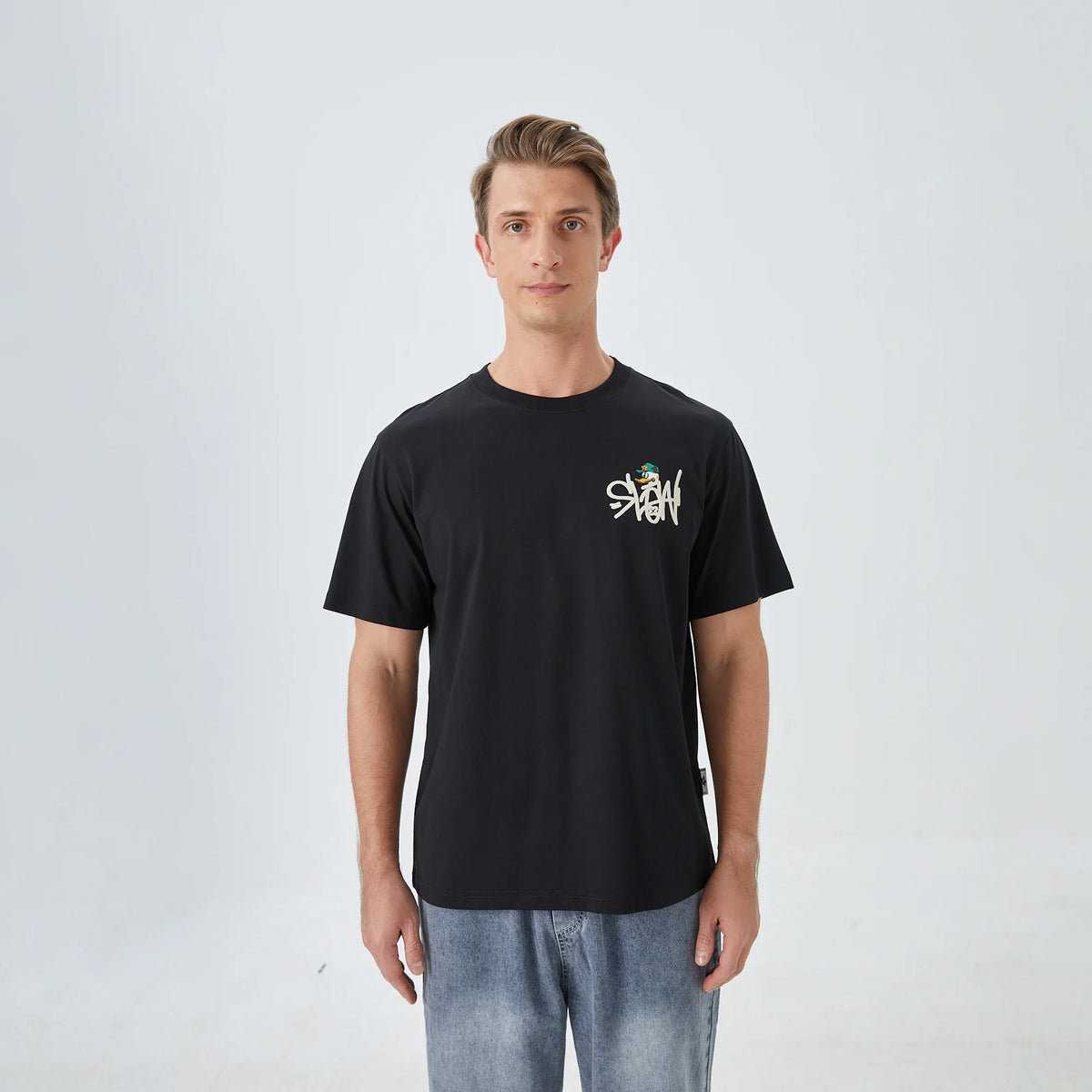 Black Printed Street Look T.Shirt for Men Image