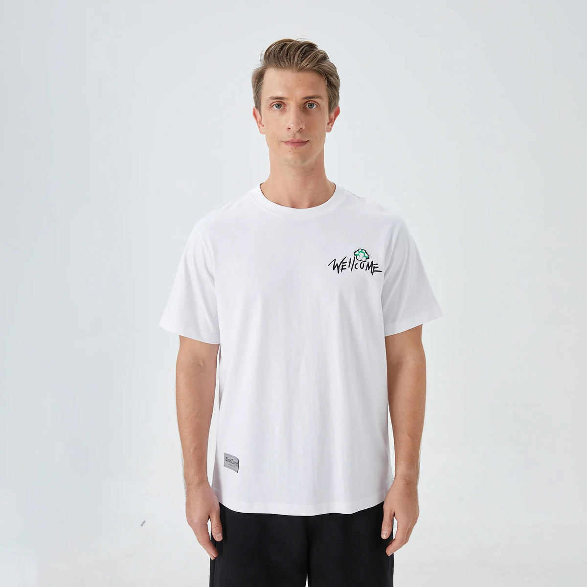 Bleached White Printed Street Look T.Shirt for Men Image