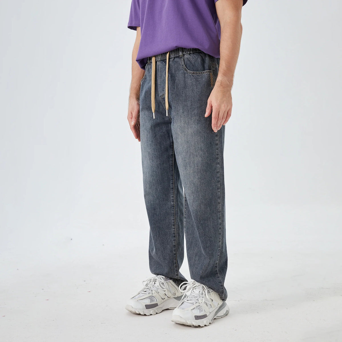 Washed Jeans Street Look Pants for Men Image
