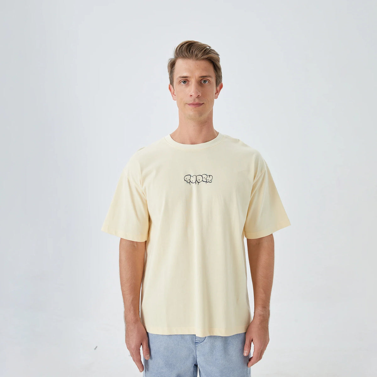 Light Yellow Printed Street Look T.Shirt for Men Image