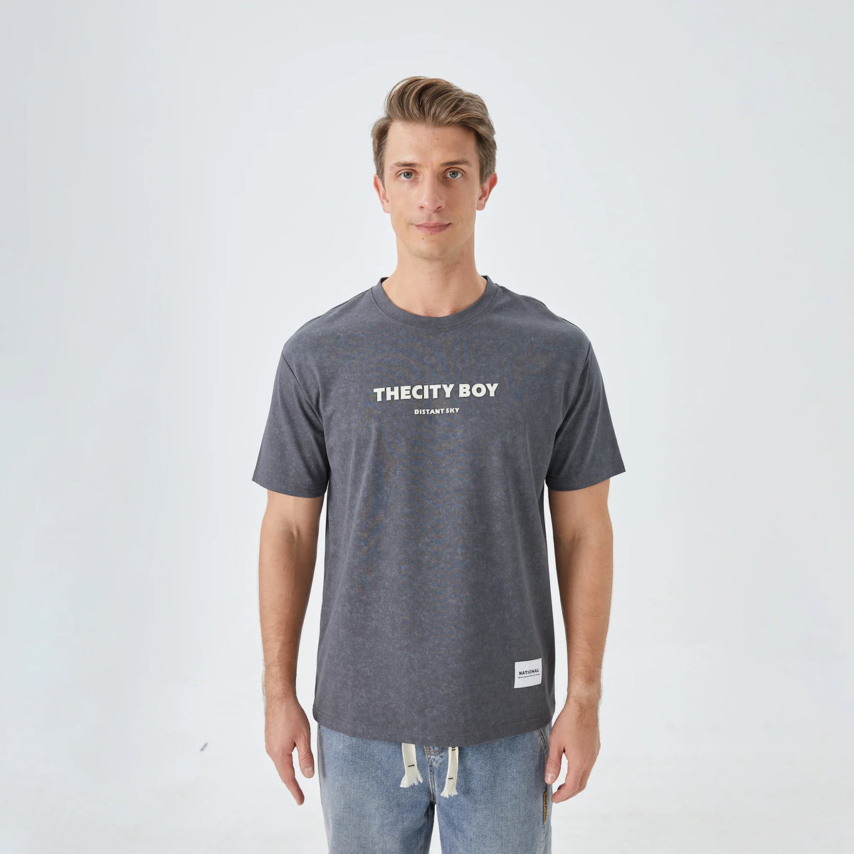 Dark Gray Printed Street Look T.Shirt for Men Image