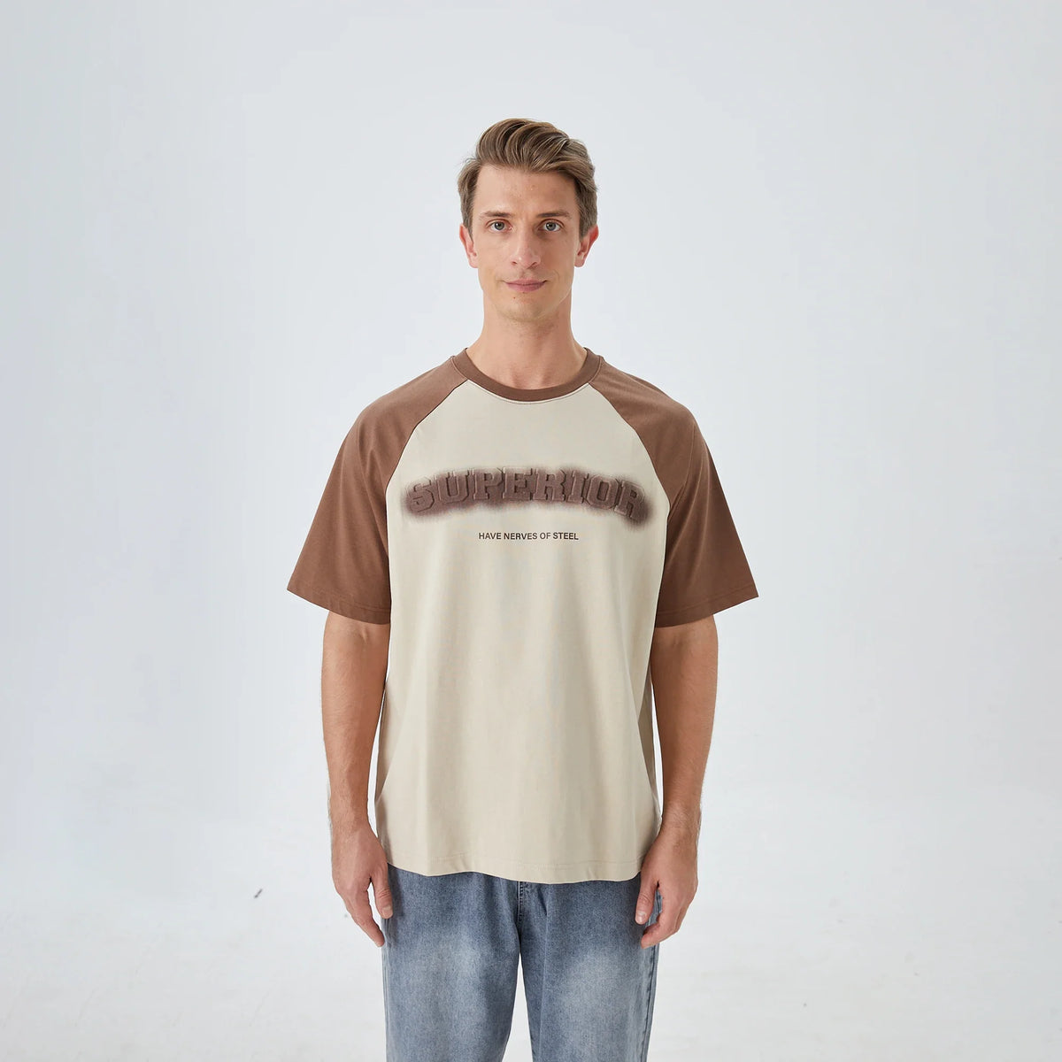 Coffee Printed Street Look T.Shirt for Men Image