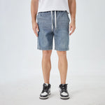 Jeans Blue Washed Jeans Street Look Shorts for Men Image