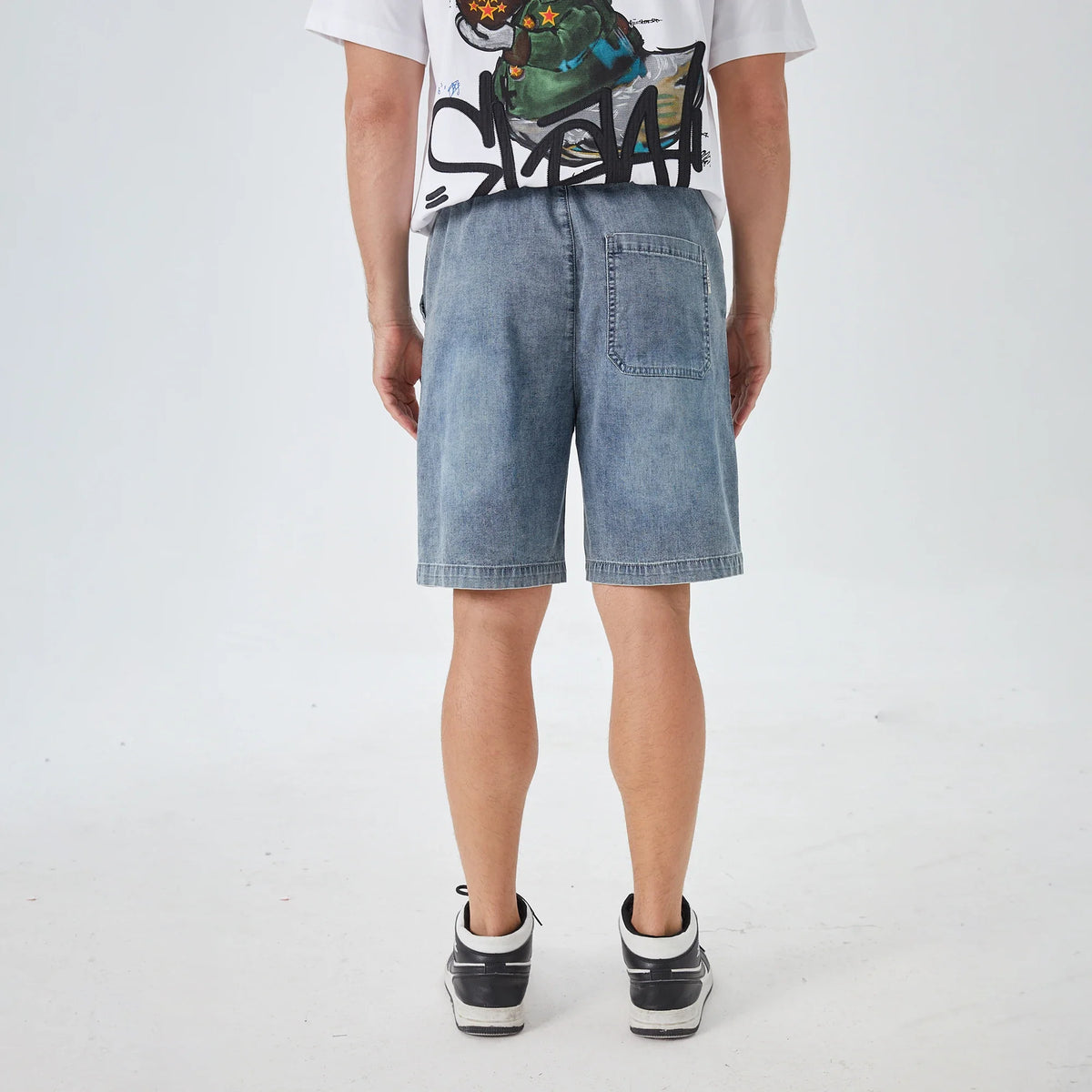 Washed Jeans Street Look Shorts for Men Image