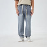 Jeans Blue Washed Jeans Street Look Pants for Men Image