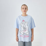 Light Blue Printed Street Look T.Shirt for Women Image