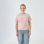 Gray Pink Printed Street Look T.Shirt for Women Image