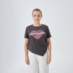 Dark Gray Printed Street Look T.Shirt for Women Image