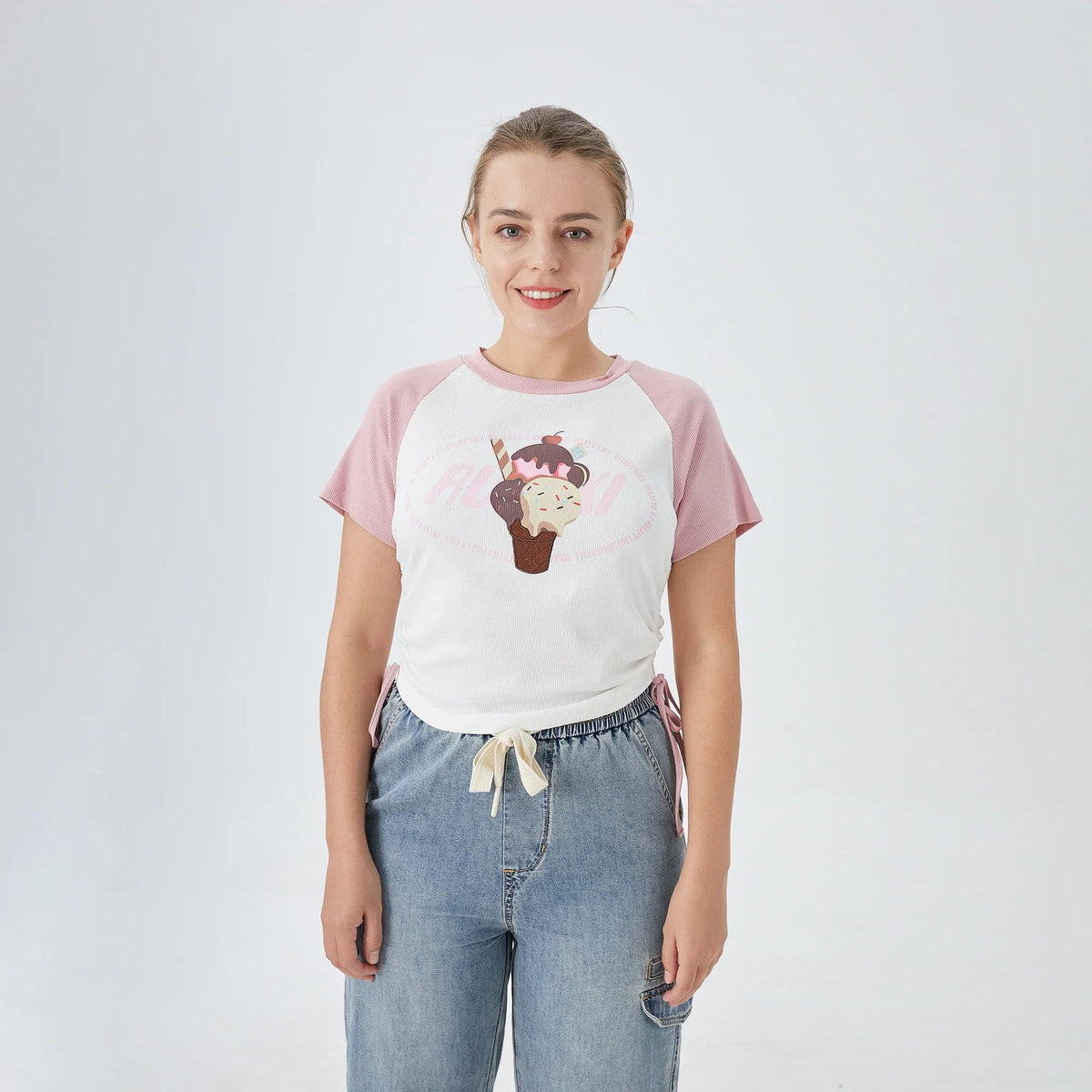 White Printed Street Look T.Shirt for Women Image