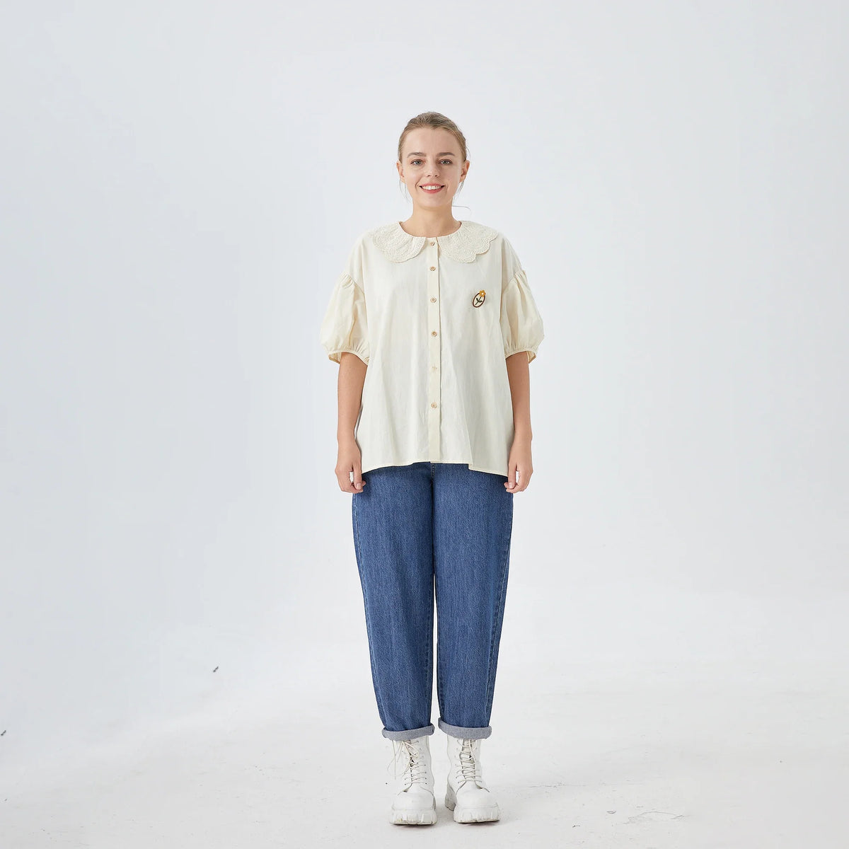 Washed Jeans Street Look Pants for Women Image