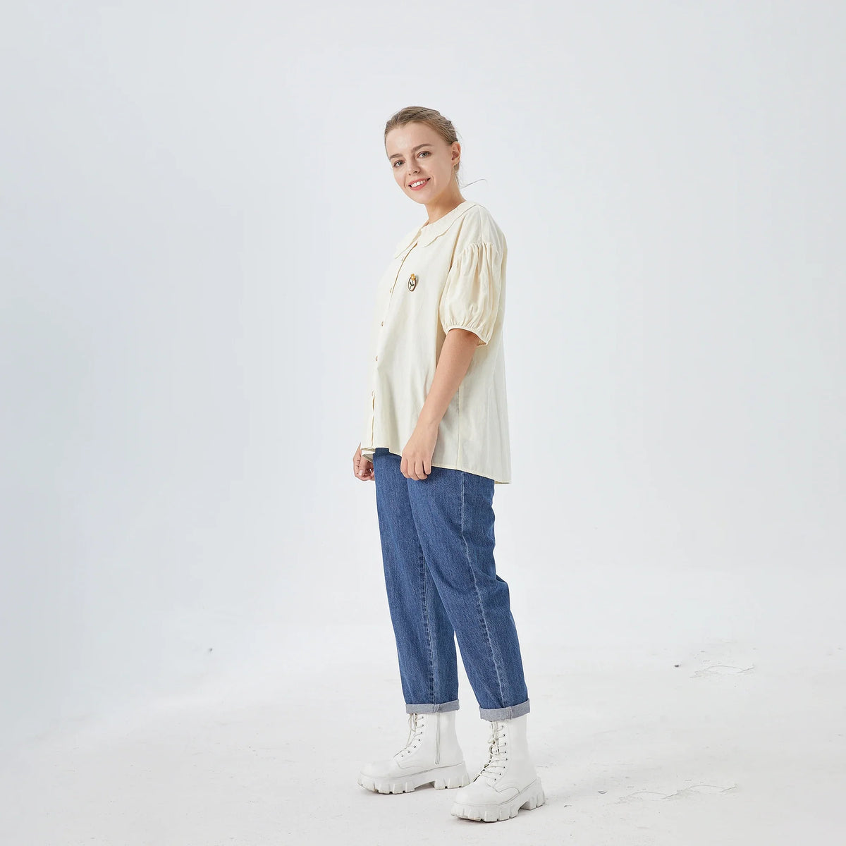 Washed Jeans Street Look Pants for Women Image