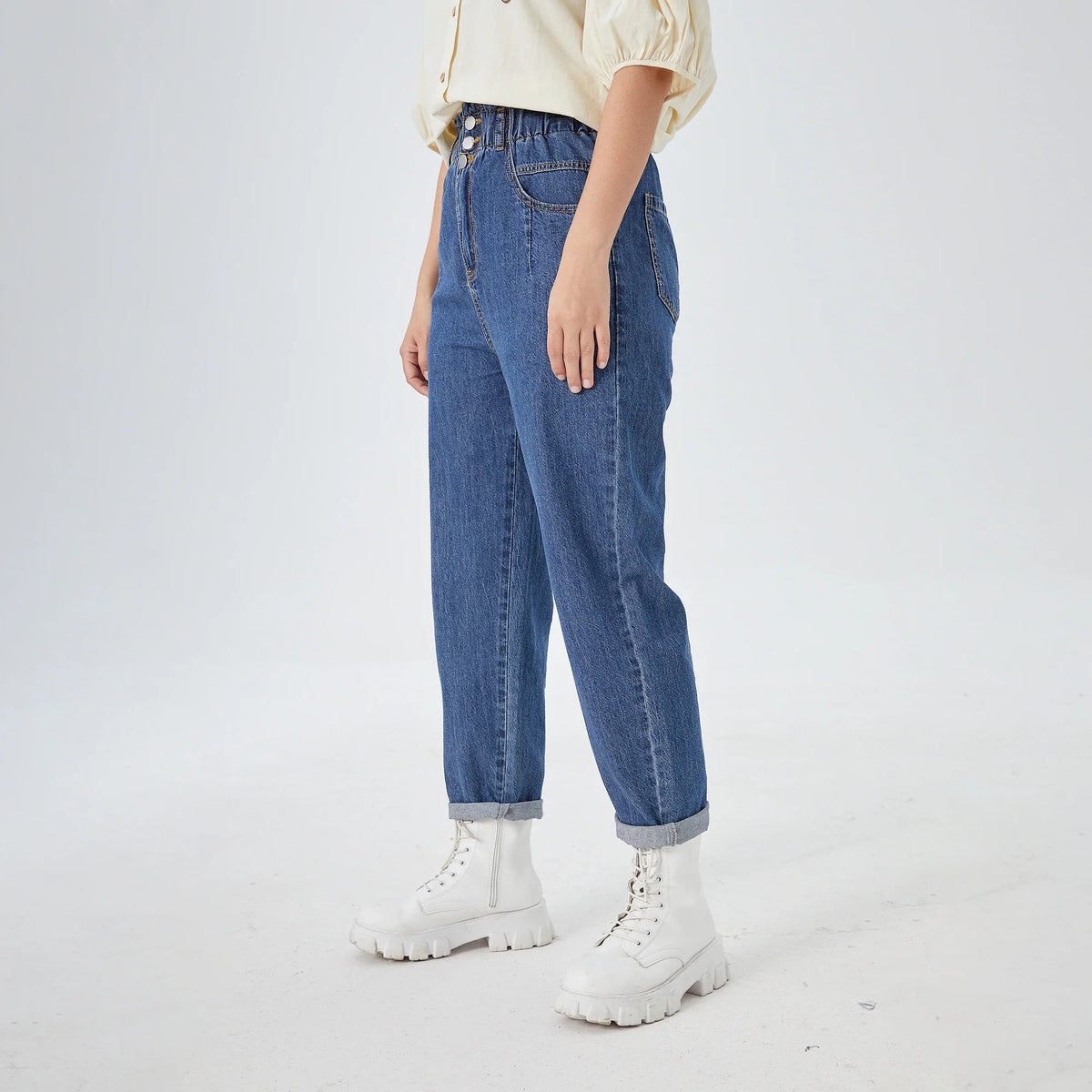 Washed Jeans Street Look Pants for Women Image