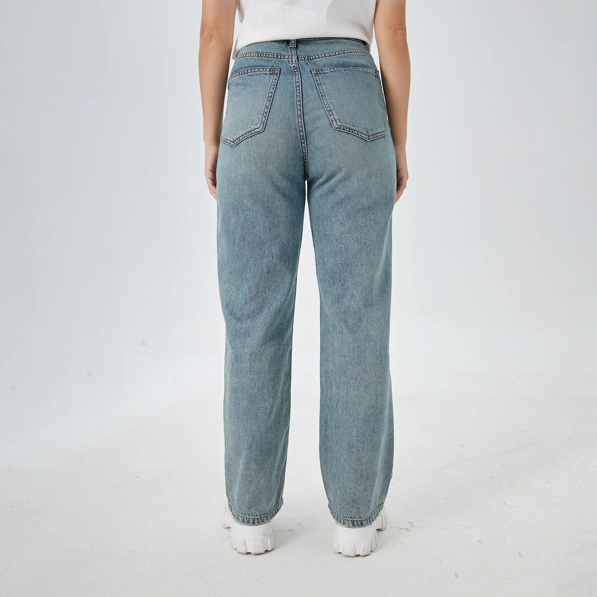 Washed Jeans Street Look Pants for Women Image