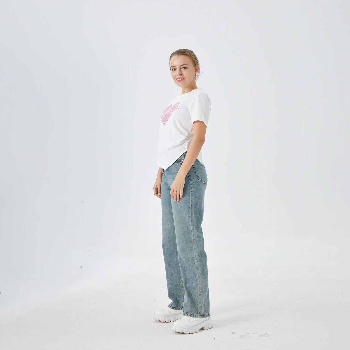 Washed Jeans Street Look Pants for Women Image