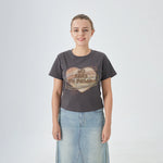 Dark Gray Printed Street Look T.Shirt for Women Image