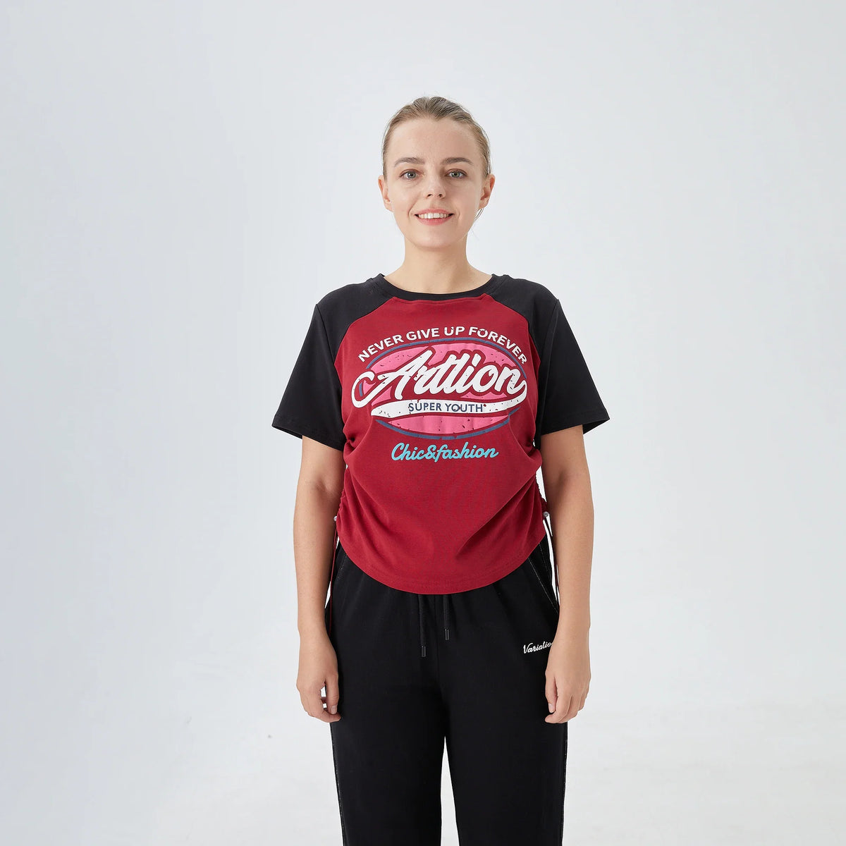 Red Printed Street Look T.Shirt for Women Image