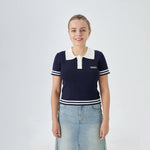 Navy Color Blocked Street Look Sweater for Women Image