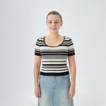 Black Striped Street Look Sweater for Women Image