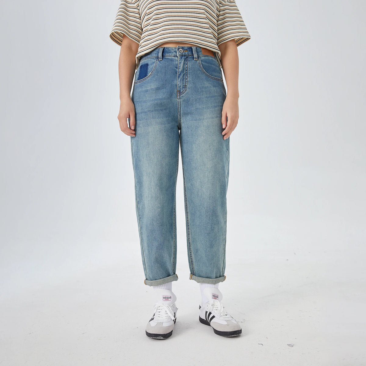 Jeans Blue Washed Jeans Street Look Pants for Women Image