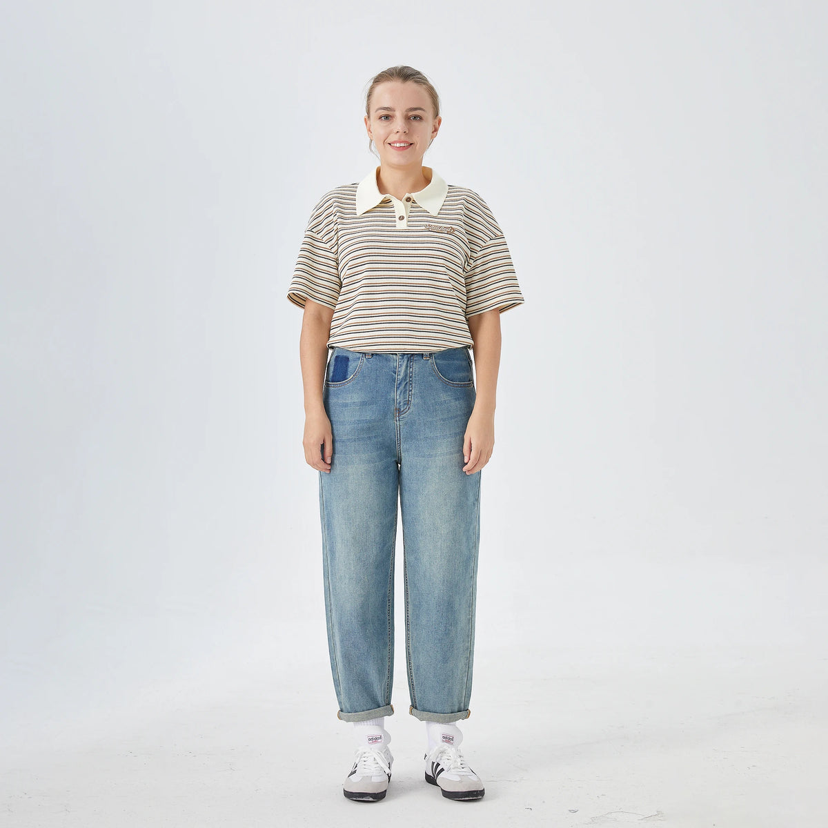Washed Jeans Street Look Pants for Women Image