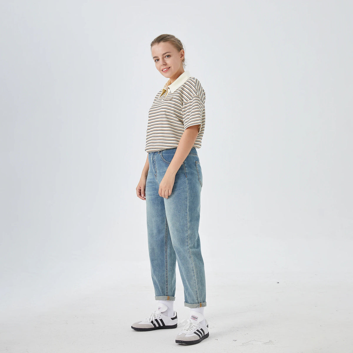 Washed Jeans Street Look Pants for Women Image