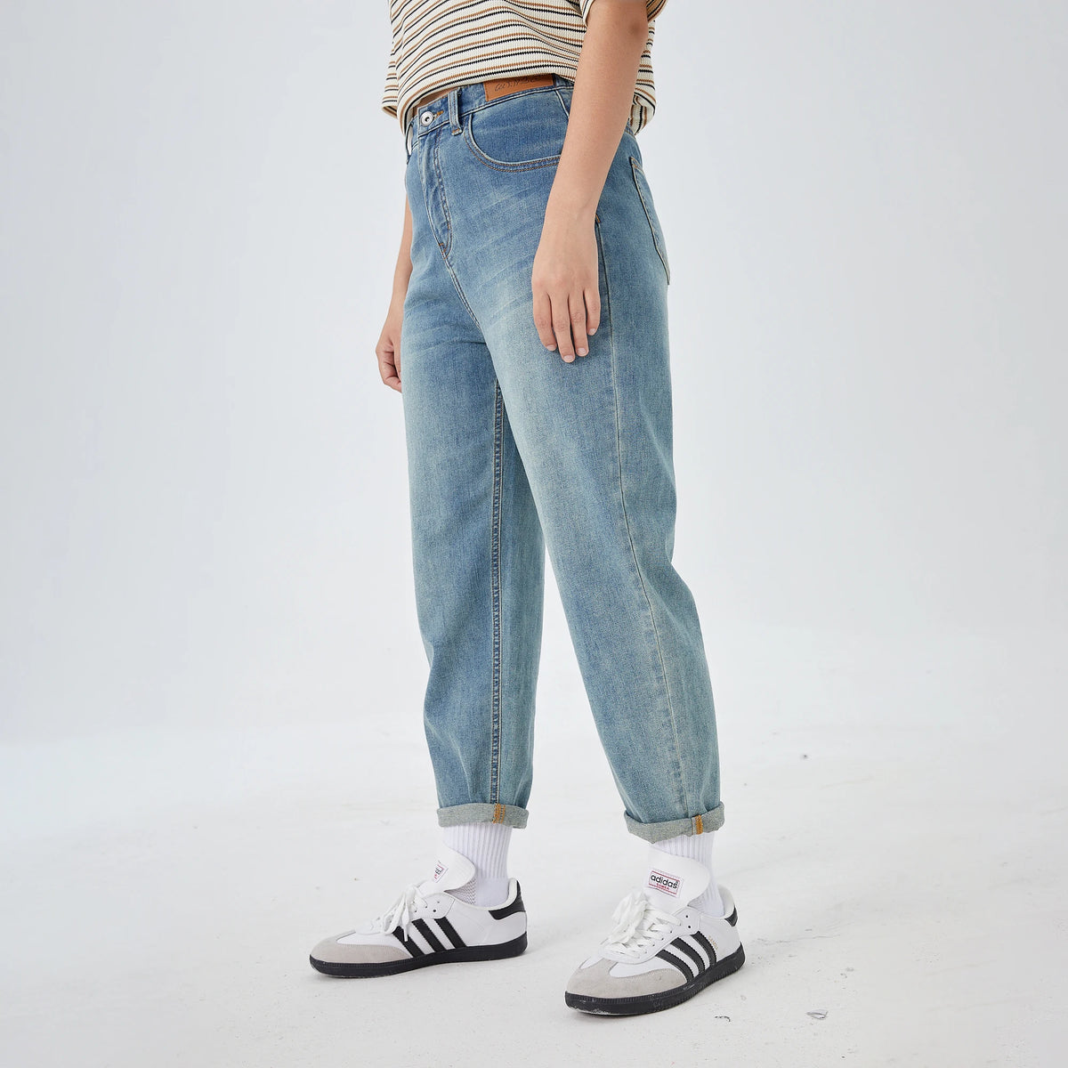 Washed Jeans Street Look Pants for Women Image