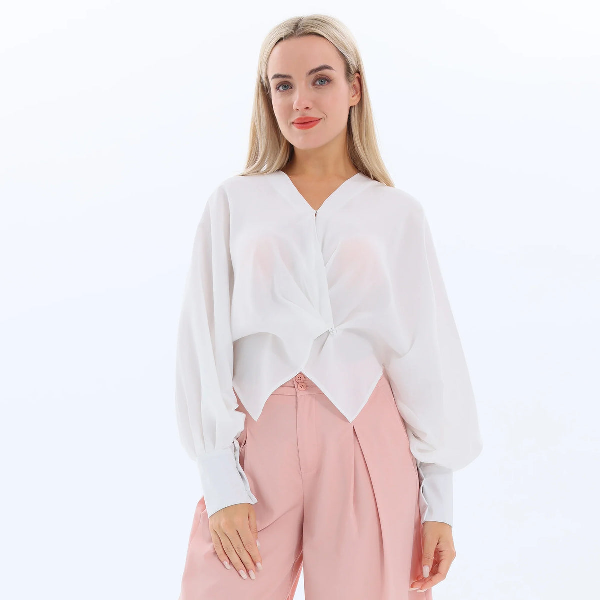 White Plain Fashion Blouse for Women Image