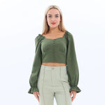 Army Green Quilting Fashion Blouse for Women Image