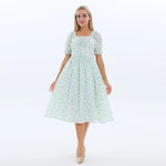 Green Floral Fashion Dress for Women Image