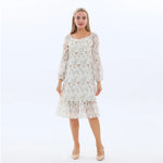 Beige Laced Fashion Dress for Women Image