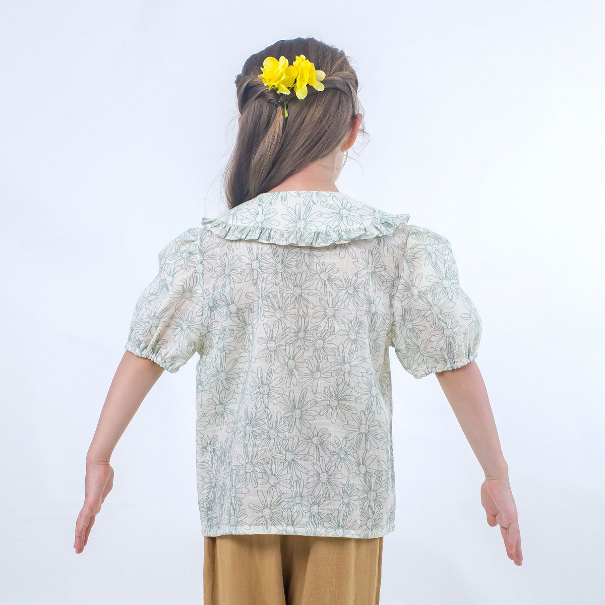 Floral Linen Shirt for Girls Image