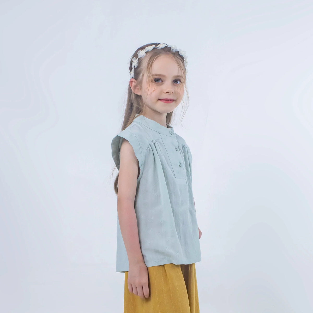 Jacquard Linen Blouse for Girls Image
