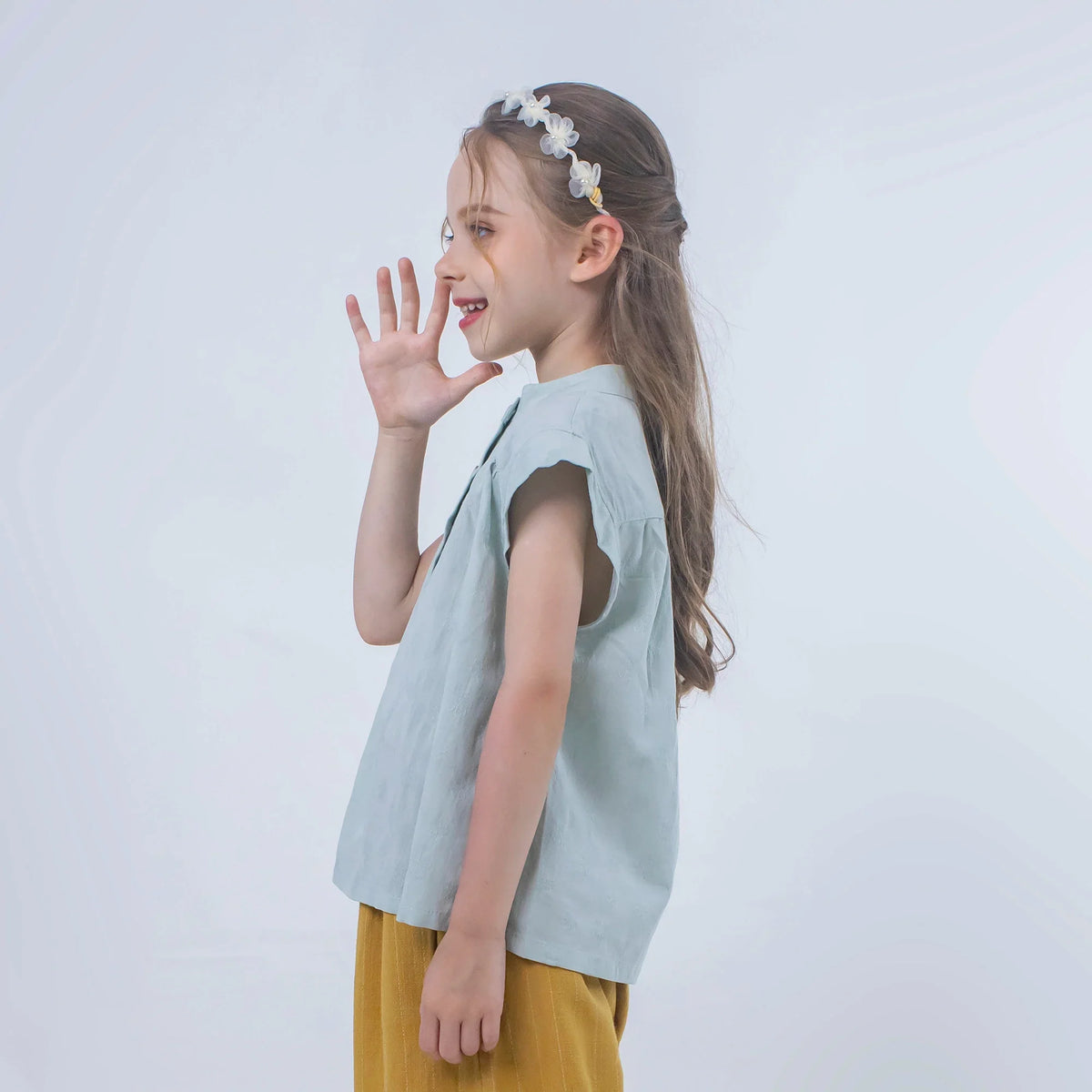 Jacquard Linen Blouse for Girls Image