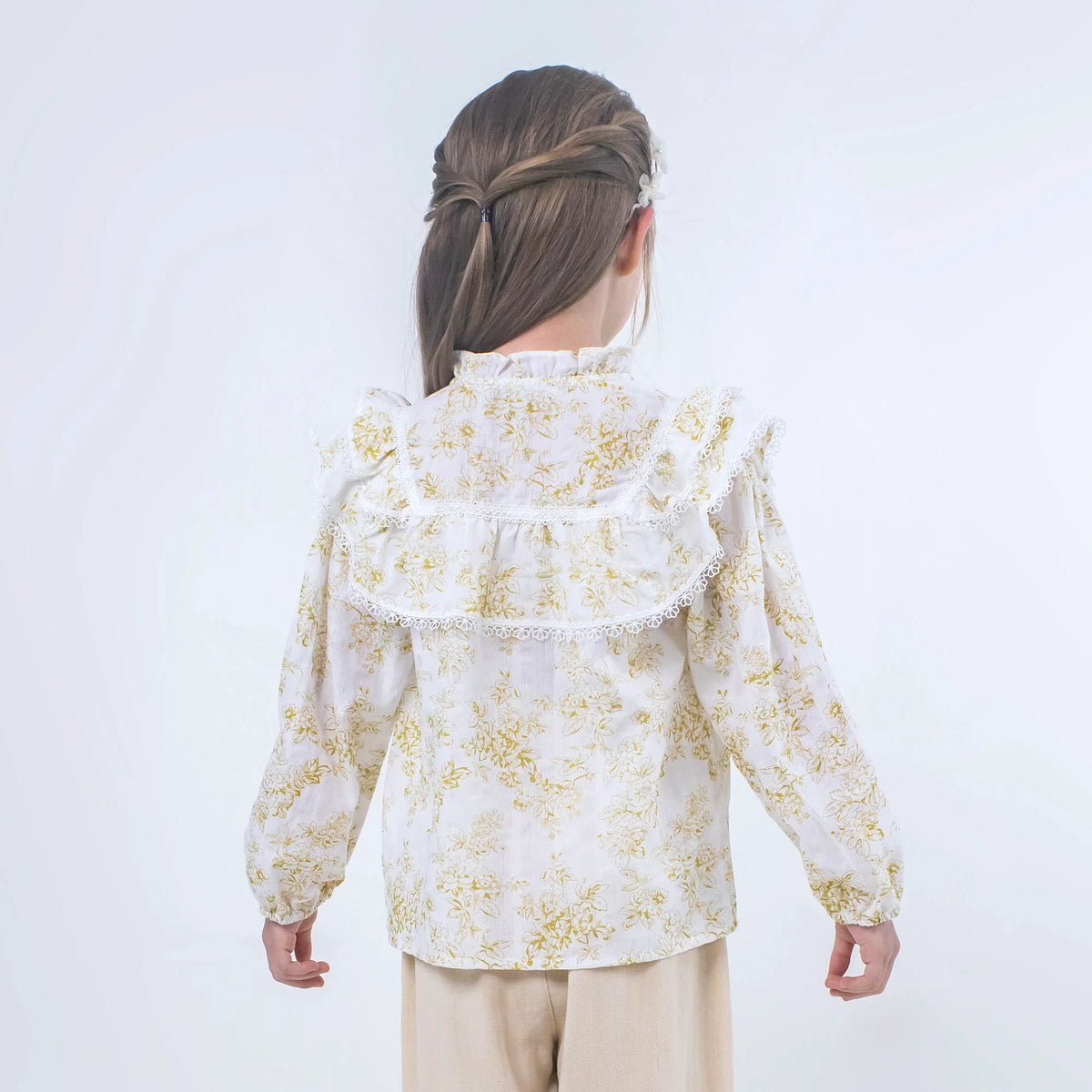 Floral Linen Blouse for Girls Image