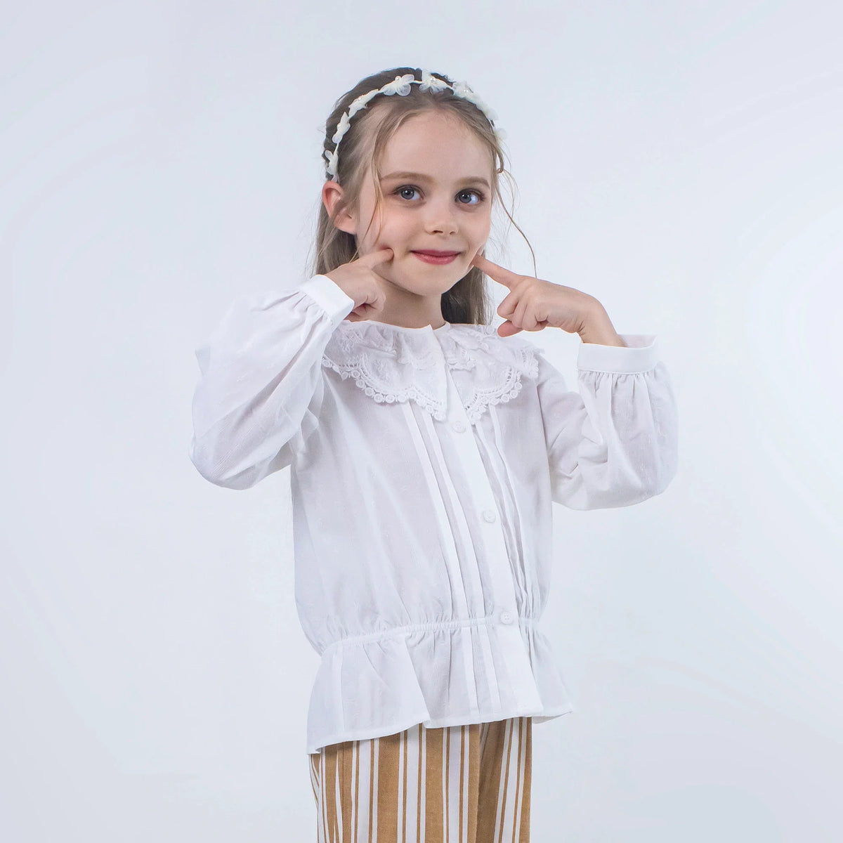 laced Linen Shirt for Girls Image