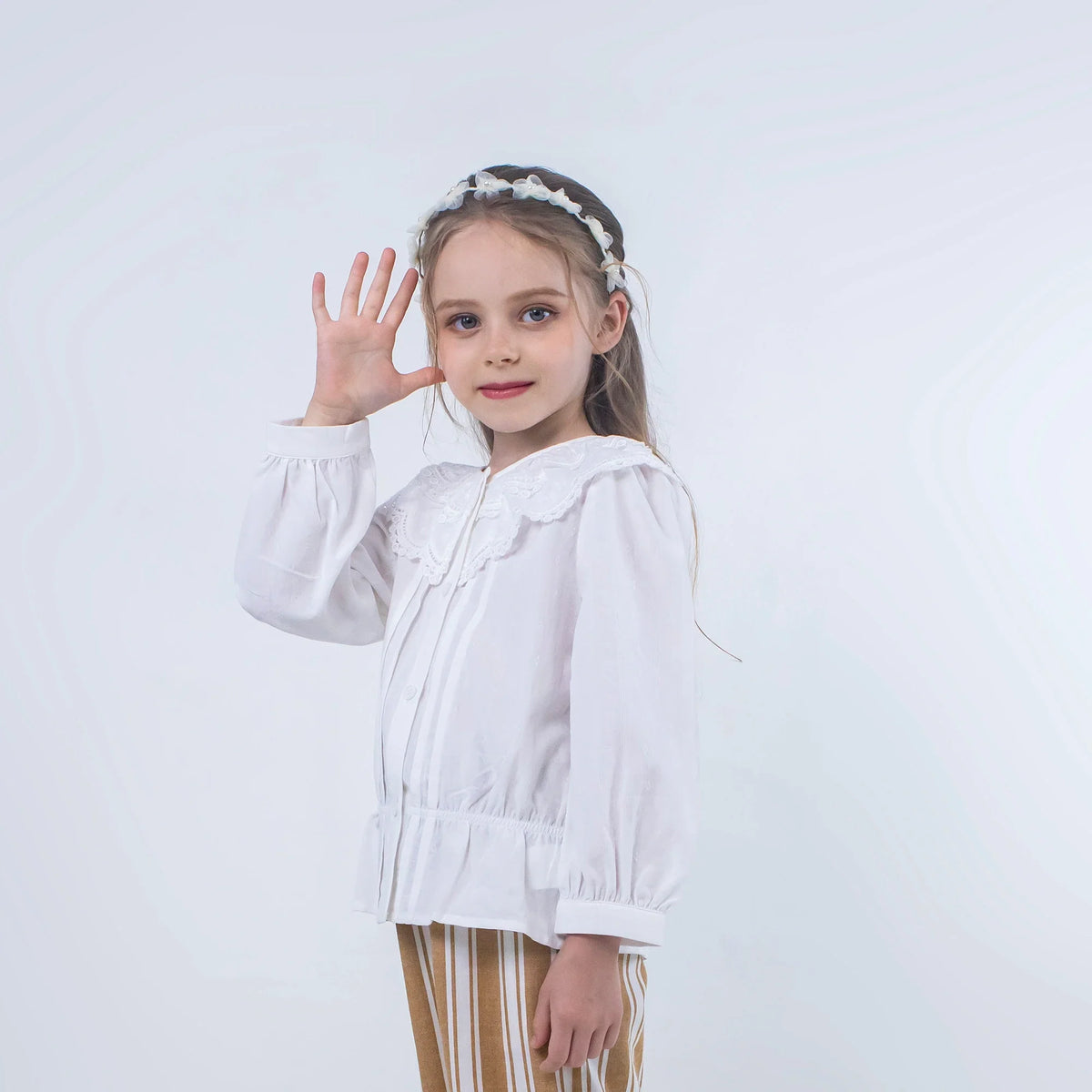 laced Linen Shirt for Girls Image