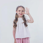 White Jacquard Linen Blouse for Girls Image