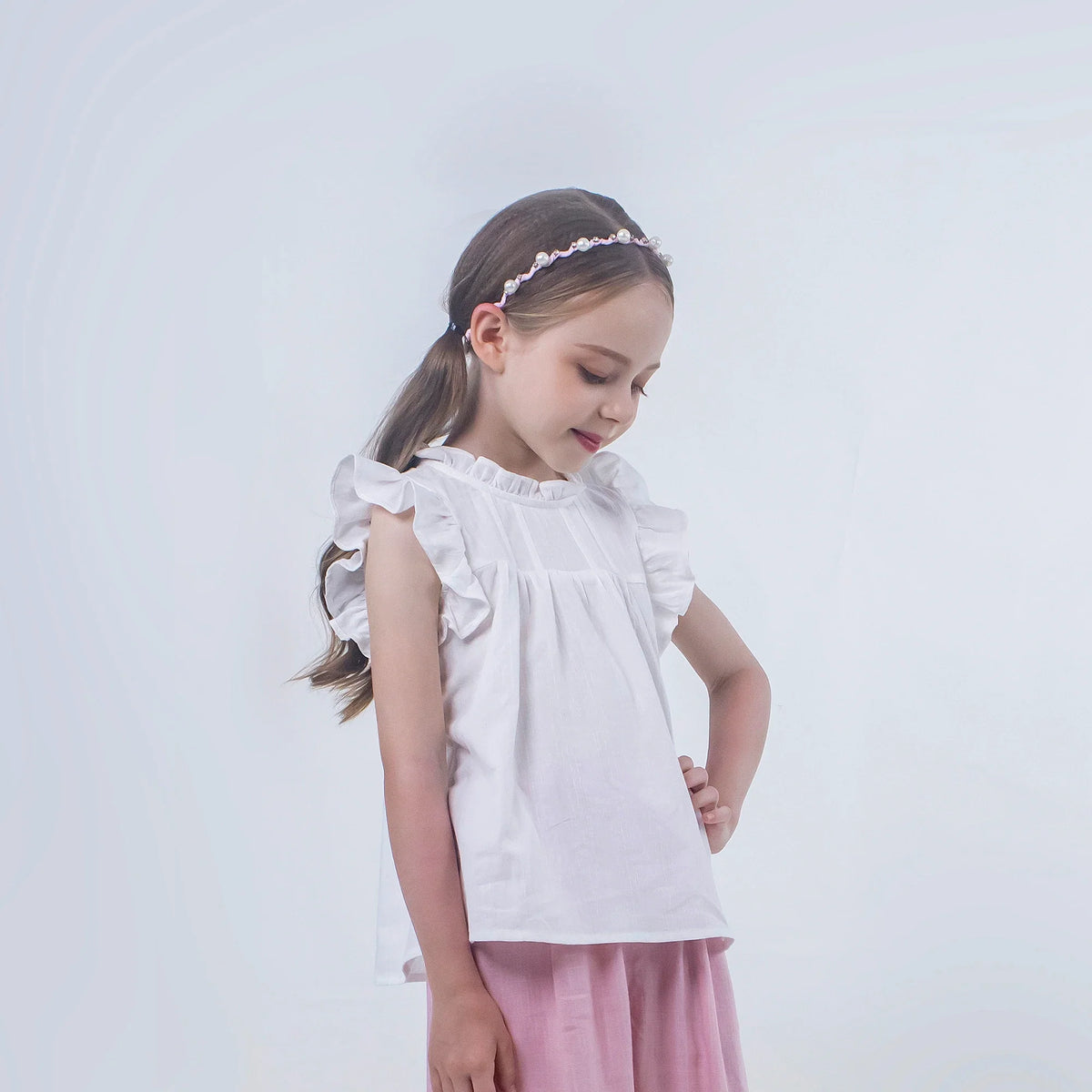 Jacquard Linen Blouse for Girls Image