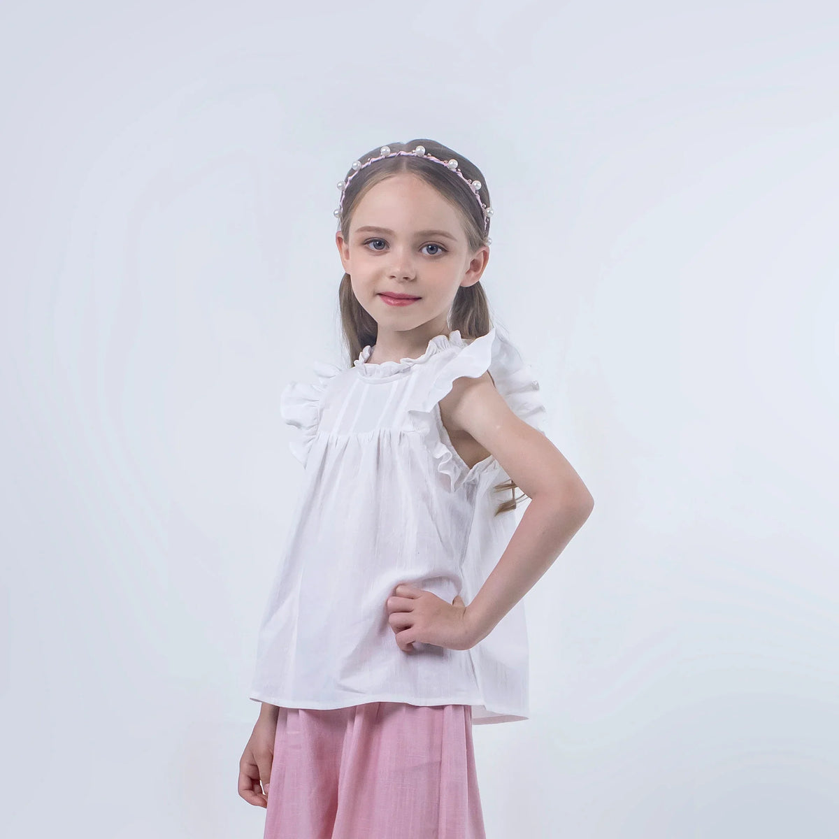 Jacquard Linen Blouse for Girls Image