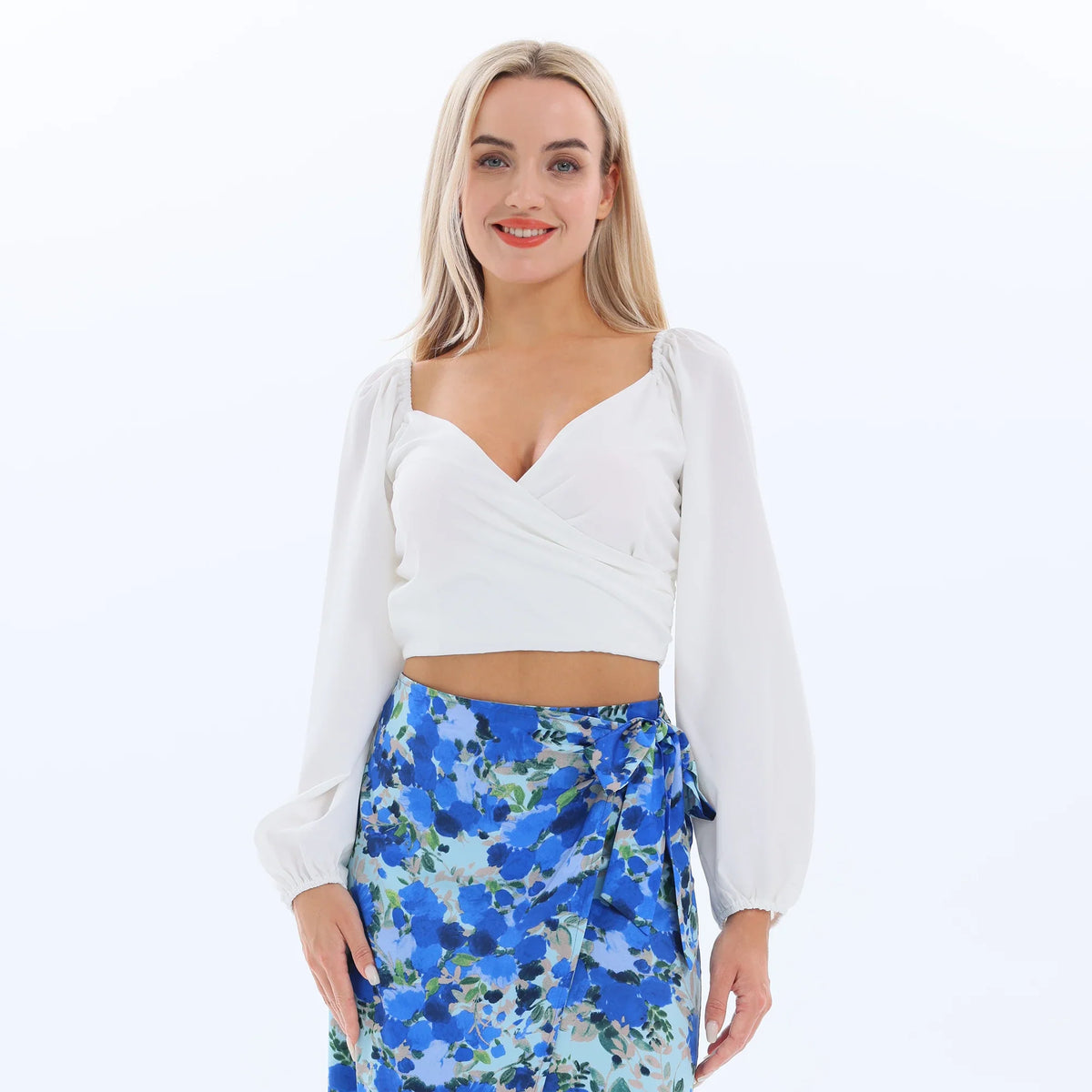 White Plain Summer Blouse for Women Image