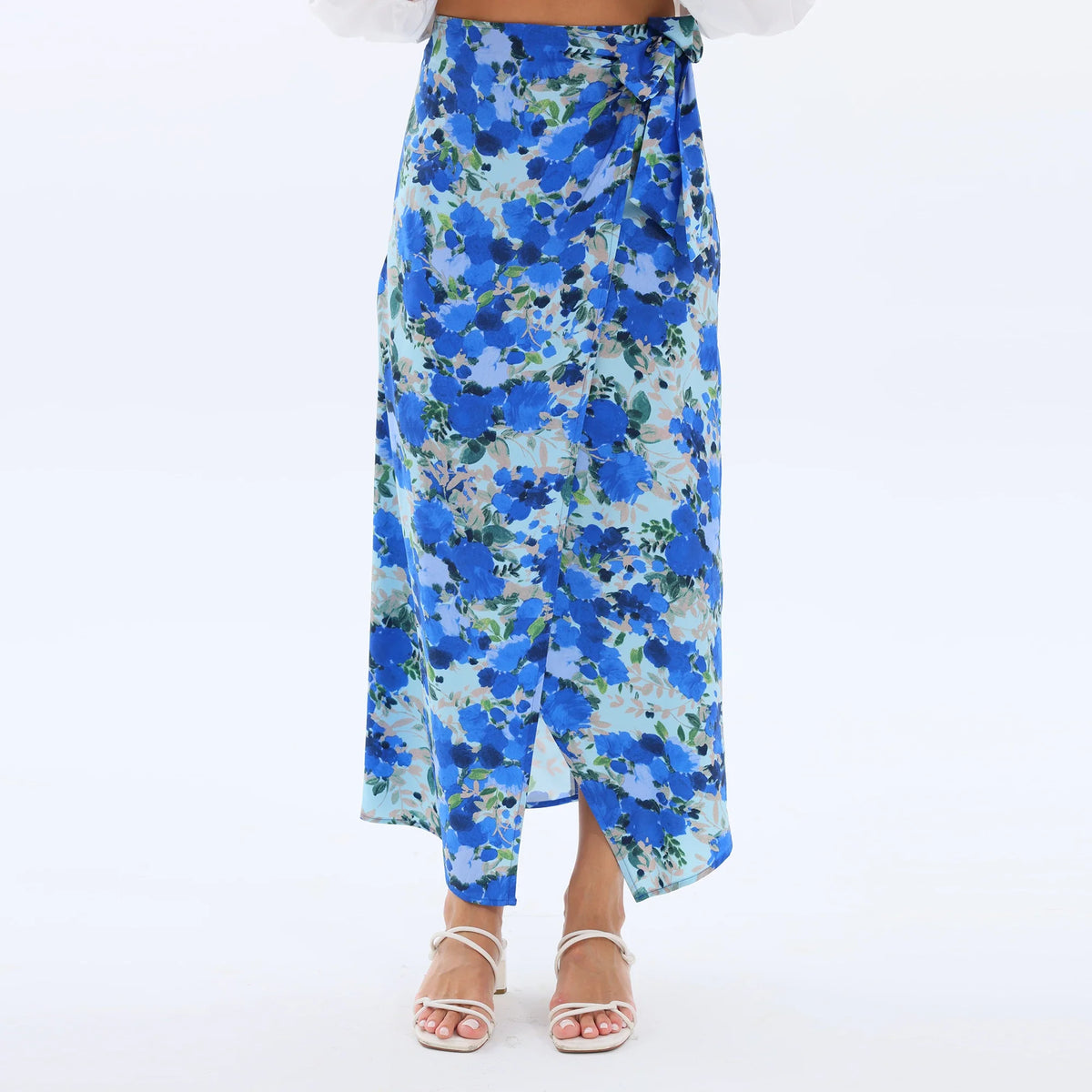 Blue Floral Summer Skirt for Women Image