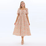 Orange Floral Summer Dress for Women Image