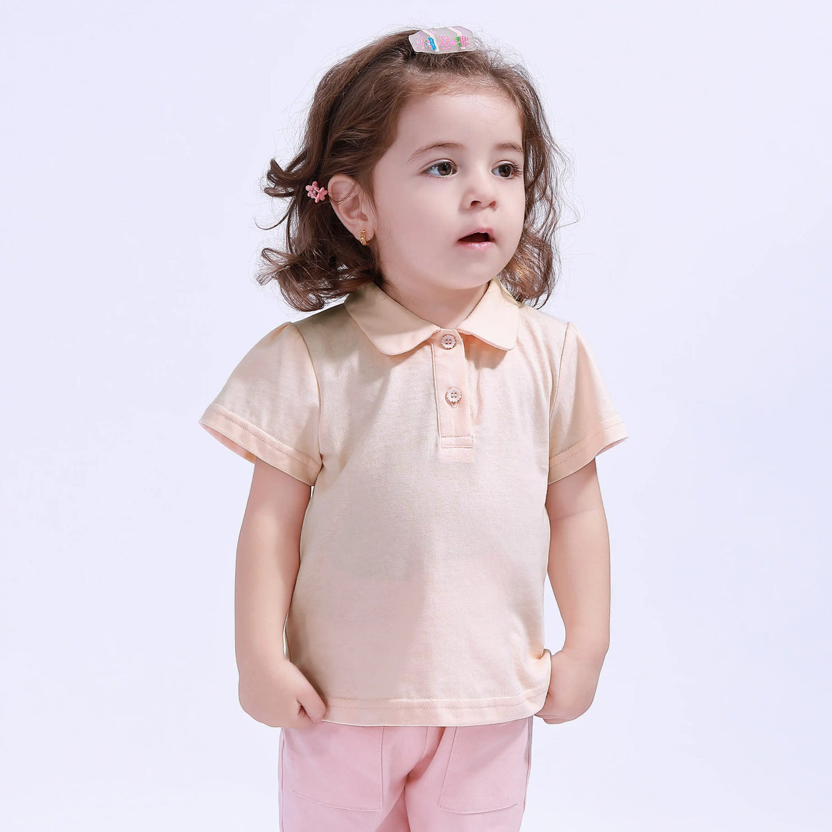 Light Orange Polo Shirt for Baby Girl Image