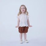 Ankle-Tied Linen Shorts For Baby Girl Image