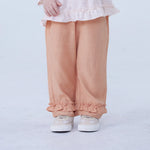 Light Orange Wide-Leg Linen Pants For Baby Girl Image