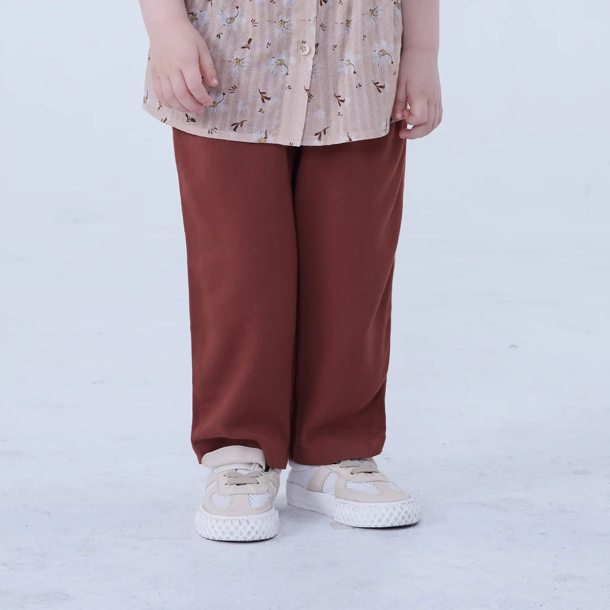 Rust Red Ordinary Linen Pants For Baby Girl Image