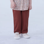 Rust Red Ordinary Linen Pants For Baby Girl Image